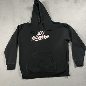 100 Thieves Hoodie Mens XL Black Pullover Hooded Fleece Pouch Pocket